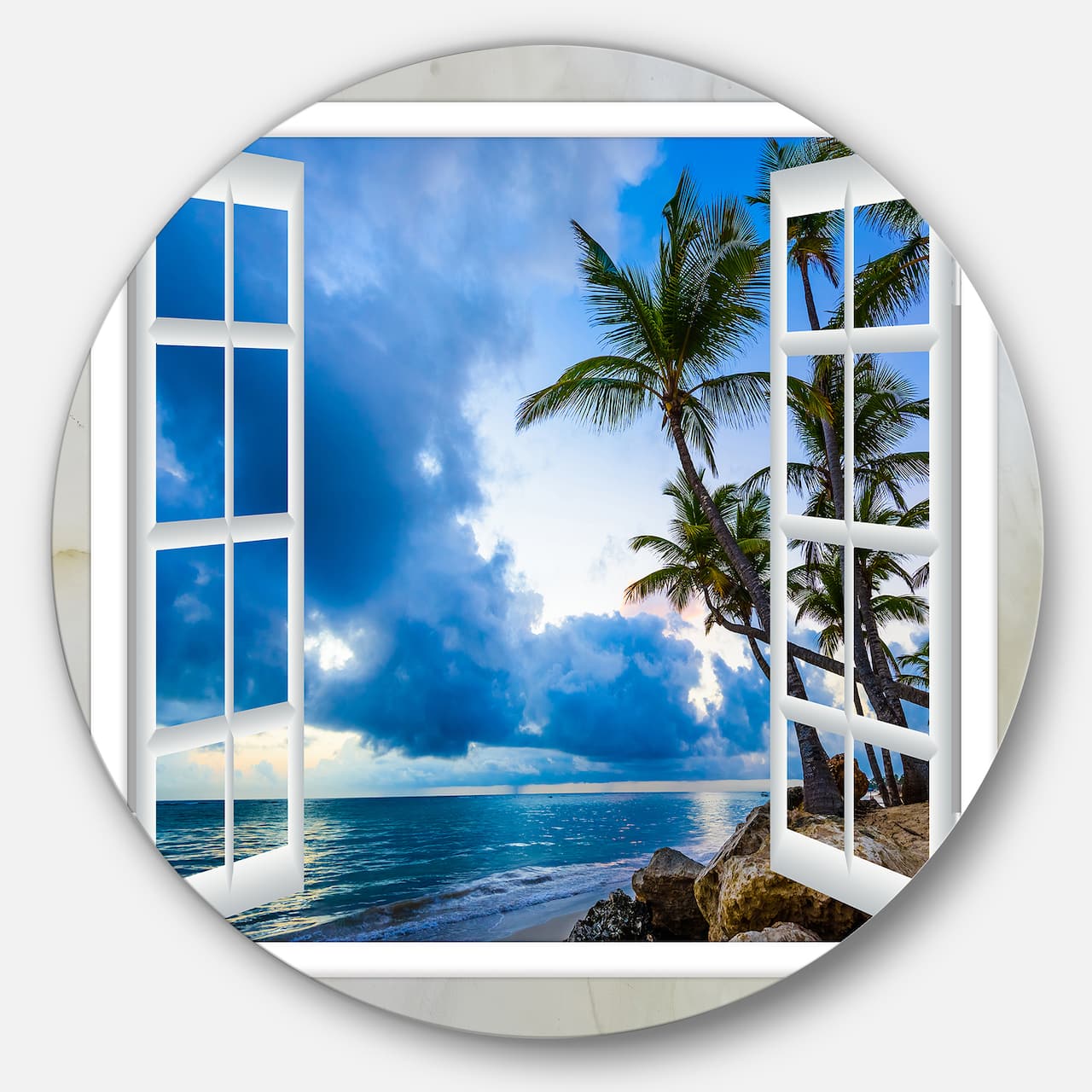 Designart - Window Open to Cloudy Blue Sky' Oversized Landscape Wall Art Print